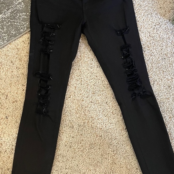 Frame Denim Le Color Rip Skinny Jeans Black Sz 27 - Picture 9 of 9